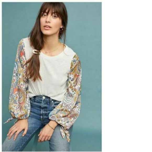 Anthropologie Tops - NEW Anthropologie MAYBELLE TIED-SLEEVE TOP